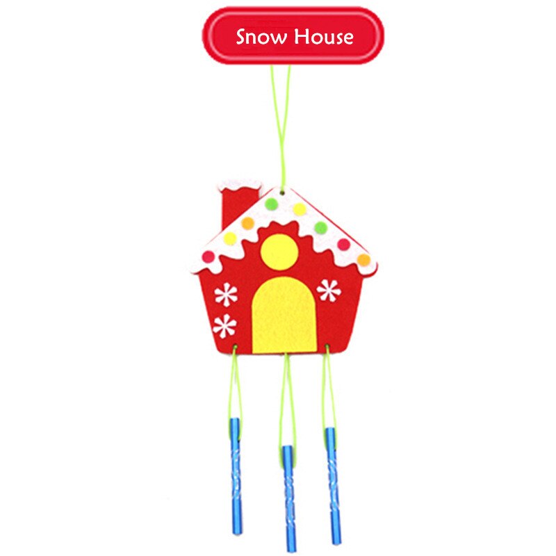 Children DIY Christmas Wind Chime Handmade Non Woven Wind Bell Kid Manual Craft Toy Decorative Pendant Materials Package: Snow House