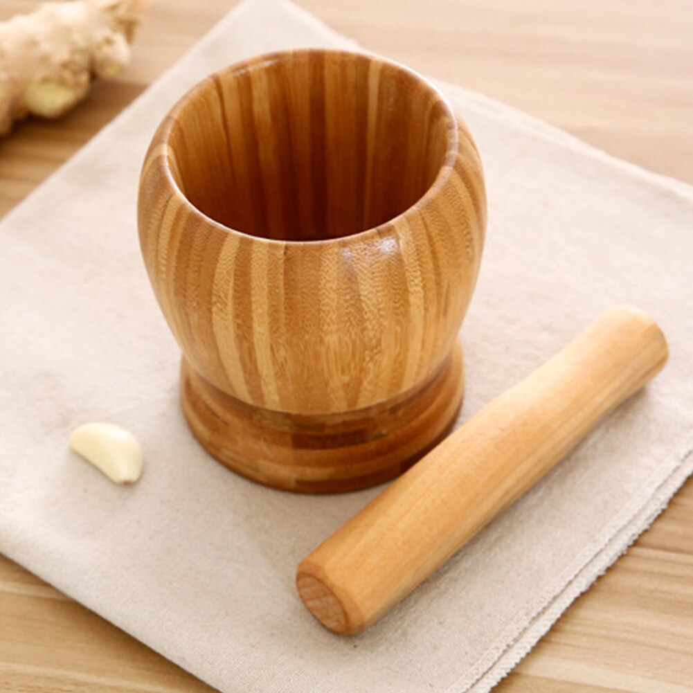 Household Garlic Pounding Pot Multifunctional Wooden Pounding Medicine Pot Manually Grinding Chinese Medicine Pot Kitchen Tool