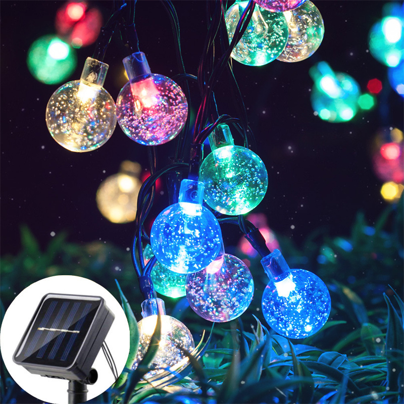 LED Solar String Lights Outdoor Waterproof Bubble Beads Fairy String Light 8 Modes Garden Wedding Party Christmas Decoration: ROSE / 11-15W