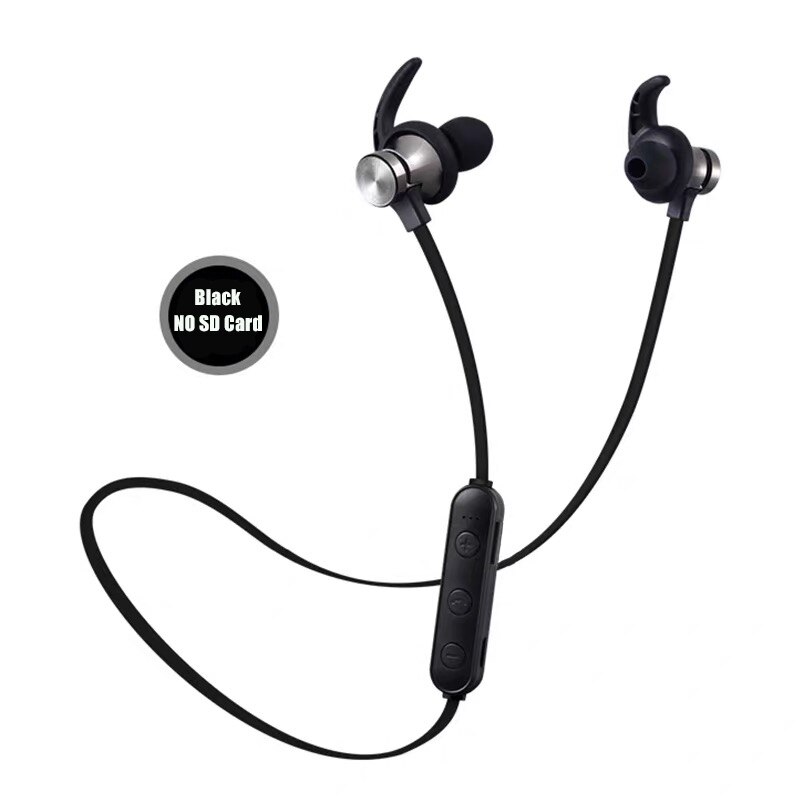 Bluetooth hovedtelefon ipx 5 vandtæt øretelefon  mp3 spiller stereo headset trådløst til sport mic tf kort telefon xiaomi: Sort