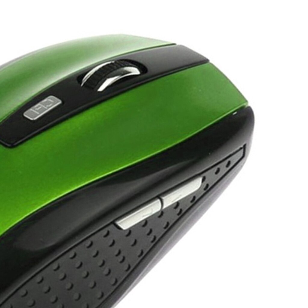 2.4G Wireless Ergonomic Optical Mouse, 1800 DPI, 6 Buttons with USB 2.0 receiver for Macbook Laptop, Desktop, PC, -Green