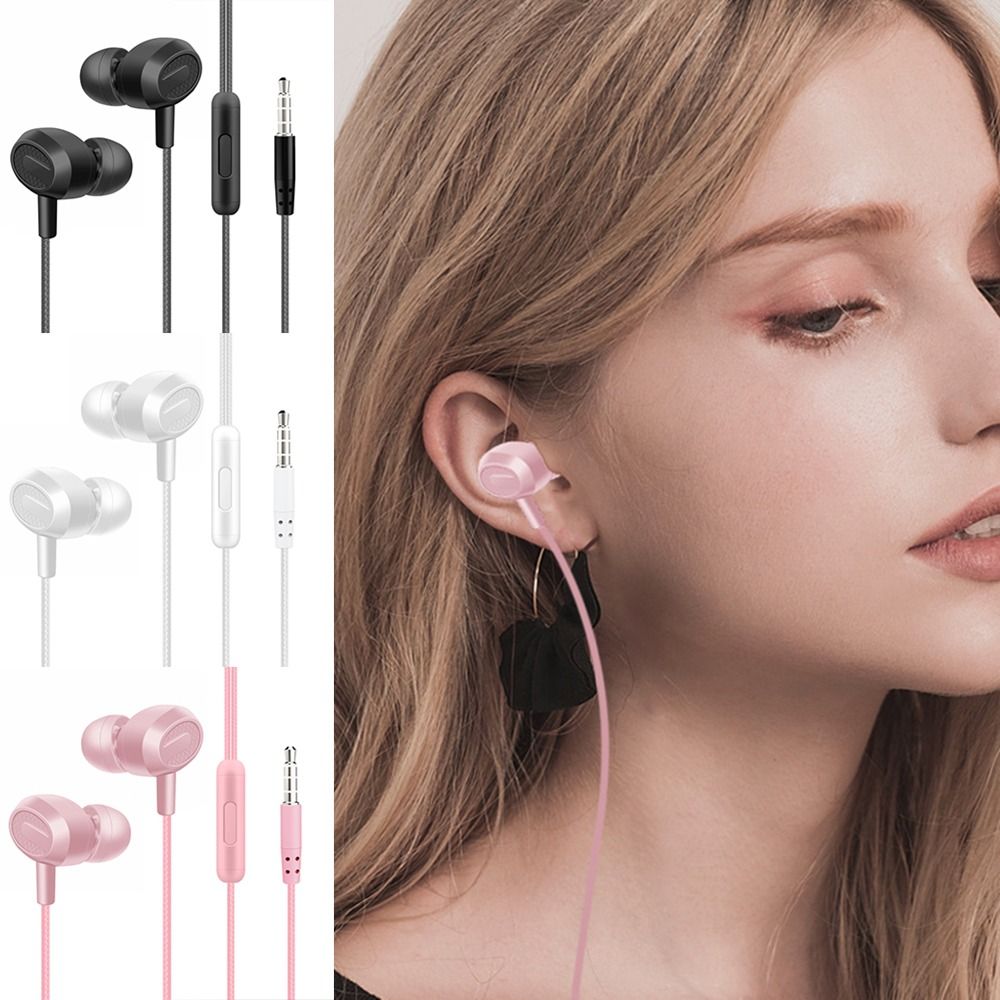 1PC 3.5mm Wired Earphones Universal In-ear Headphones Portable Subwoofer Stereo Sports Earphone With Mic Noise Cancelling Earbud