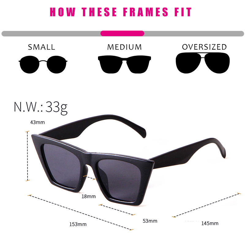 Vintage Square Cat Eye Sunglasses Women Brand Tortoise Shell Black Frame Trendy Oversized Sun Glasses Shades S432