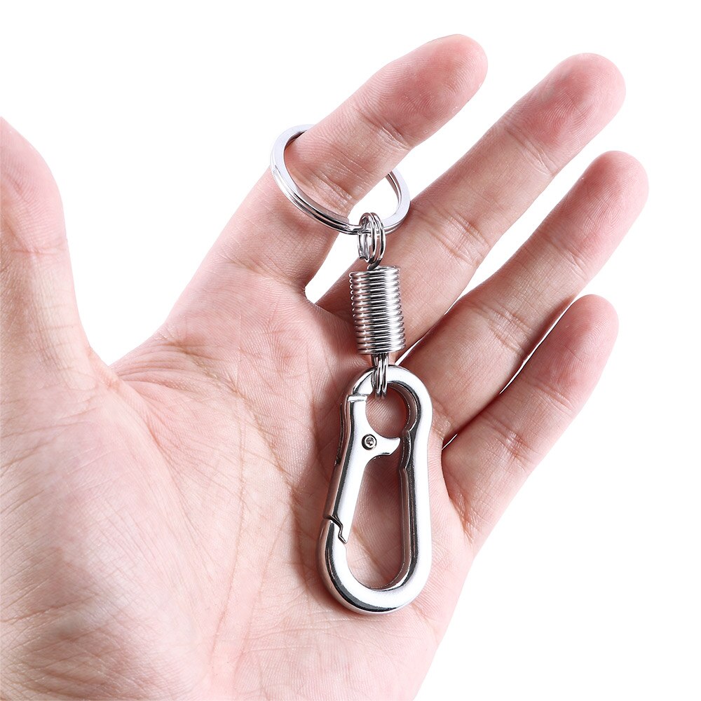 1pcs Retractable Pull Key Ring Chain Belt Clip with Carabiner Reel Card Badge Holder Recoil Extends To 60cm: Silver