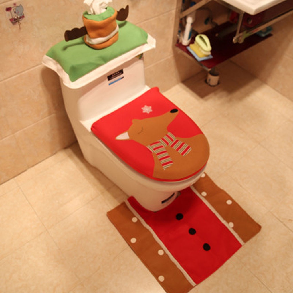 Wc Decoratie Kerstman Badkamer Mat Kerst Toilet Seat Cover Kerst Wc-deksel Nieuwjaar Xmas Home Decoraties
