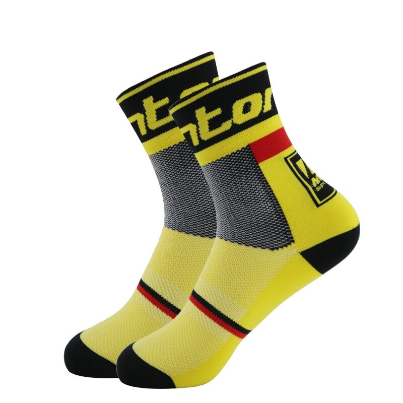 Calcetines deportivos profesionales para ciclismo , cómodos, para bicicleta de montaña o de carretera: yellow