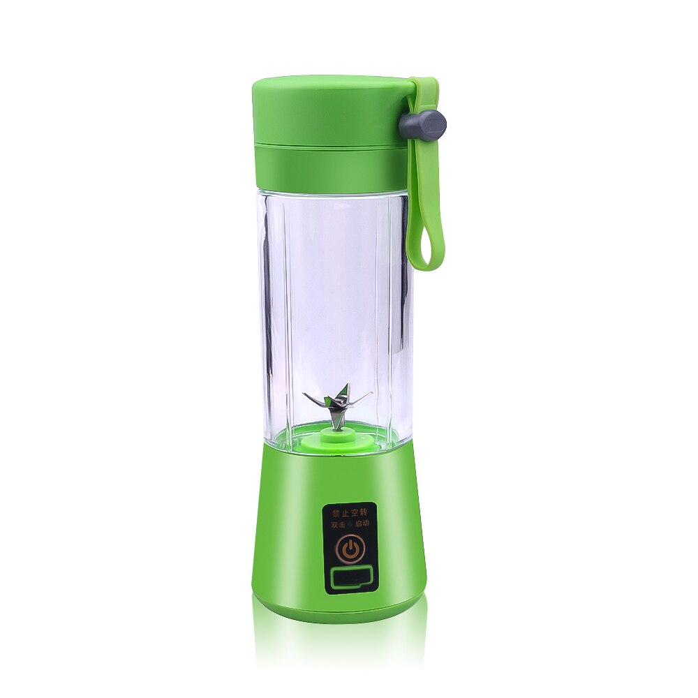 6 Blades Portable Blender Electric Blender USB Rechargeable Juicer Cup Mix Extractor Fruit Smoothie Maker Cup Bottle and Cover: Green
