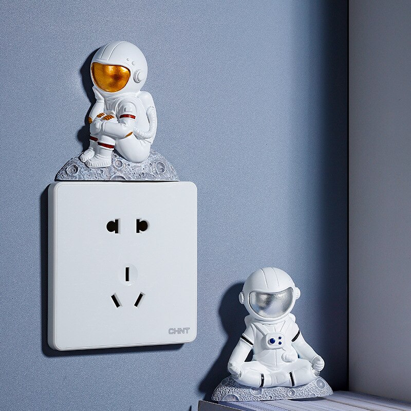 Astronaut switch indsæt astronaut socket dekoration klistermærke familie vægklistermærke moon resin 3d stereo socket klistermærke