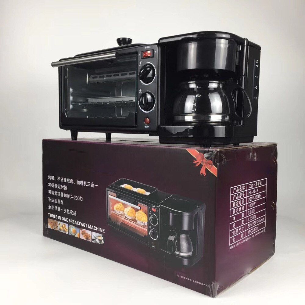 Multifunktionel brødrister ovn morgenmaskine fuldautomatisk kaffemaskine tre i en morgenmaskine