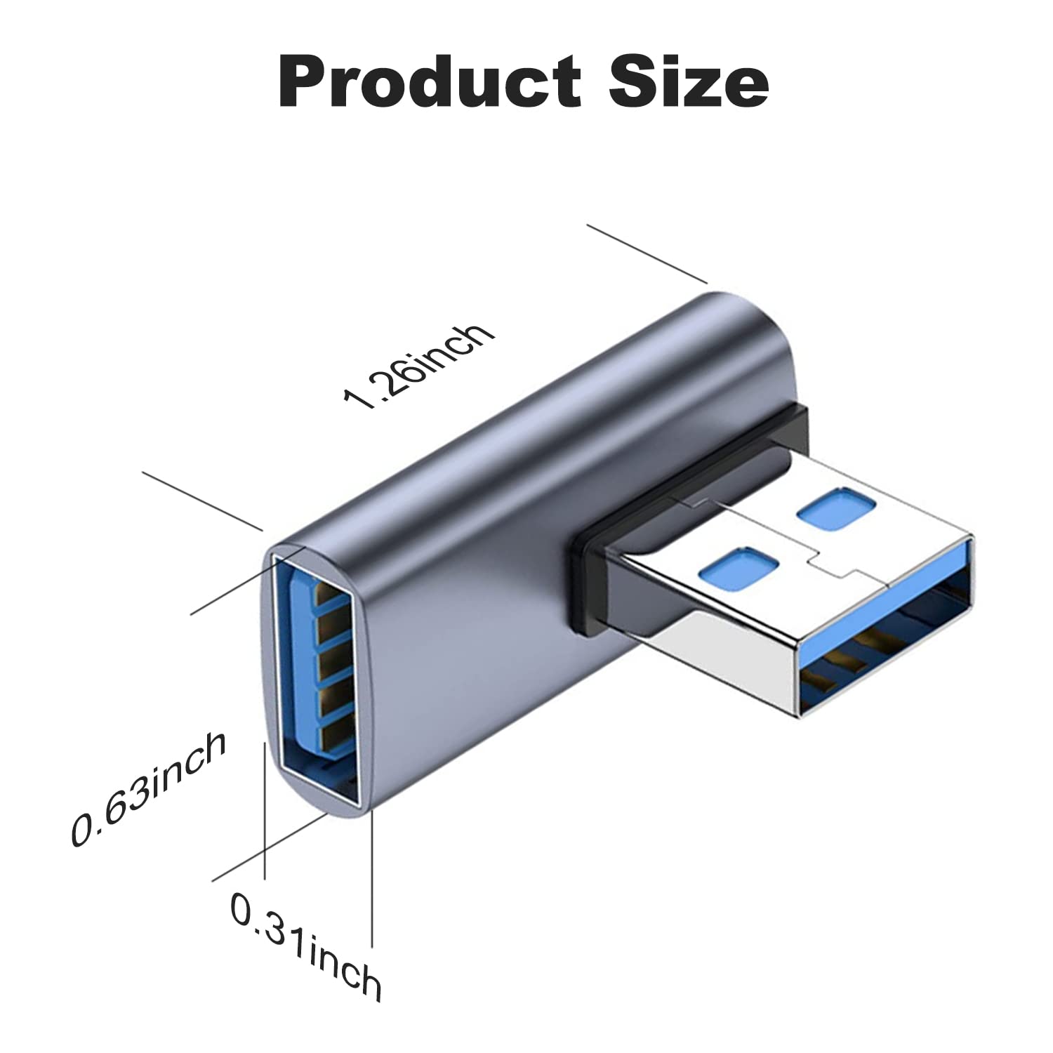 Nnbili adaptador usb 3.1 de 90 graus, 1-2 pacotes, ângulo esquerdo, usb um macho para fêmea, extensor de conversor para pc, laptop, carregador usba e muito mais
