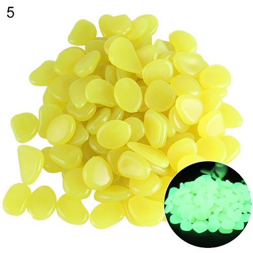 10Pcs Eco-Friendly Luminous Glowing Artificial Stone Aquarium Fish Tank Bonsai Garden Decor In The Dark Pebbles Stones: YELLOW