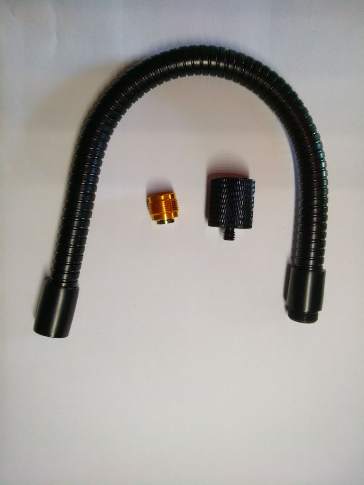 microphone gooseneck 330mm in black, 13" Microphone Gooseneck 1/4"-20 female to 1/4" male adaptor