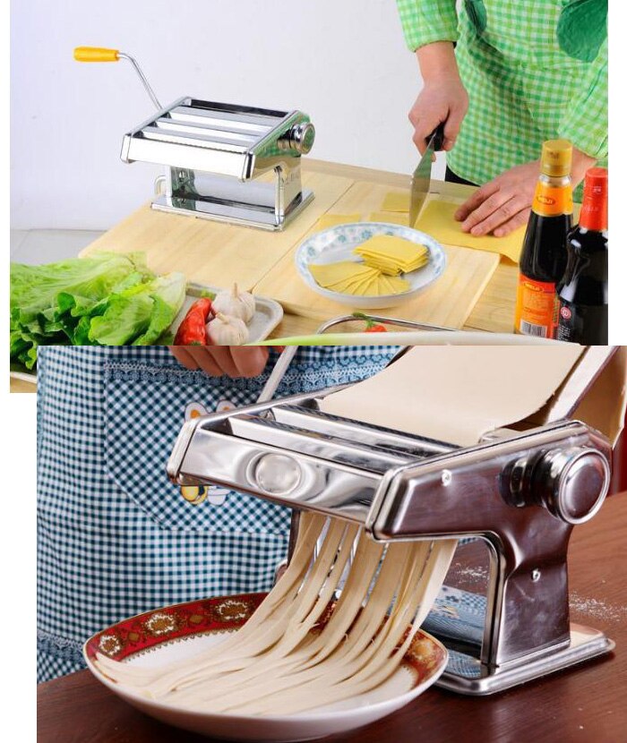 Multifunctional Household Stainless Steel 2/3 Blades kitchen Pasta Making Machine Manual Noodle Maker Pasta Cutter Spaghetti
