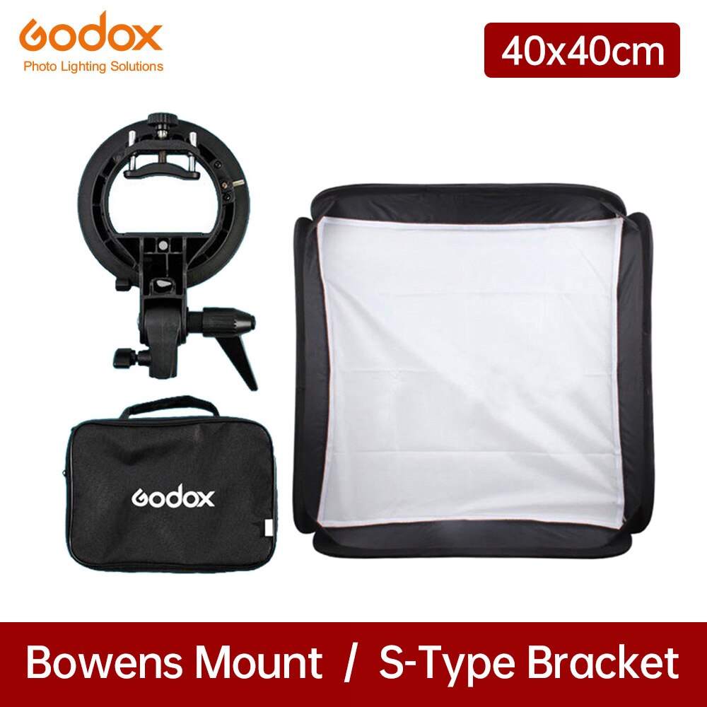 Godox Ajustable Flash Softbox 40*40Cm 40X40 + S Type Bracket Mount Kit Voor Flash Speedlite studio Schieten Voor Canon Nikon Sony