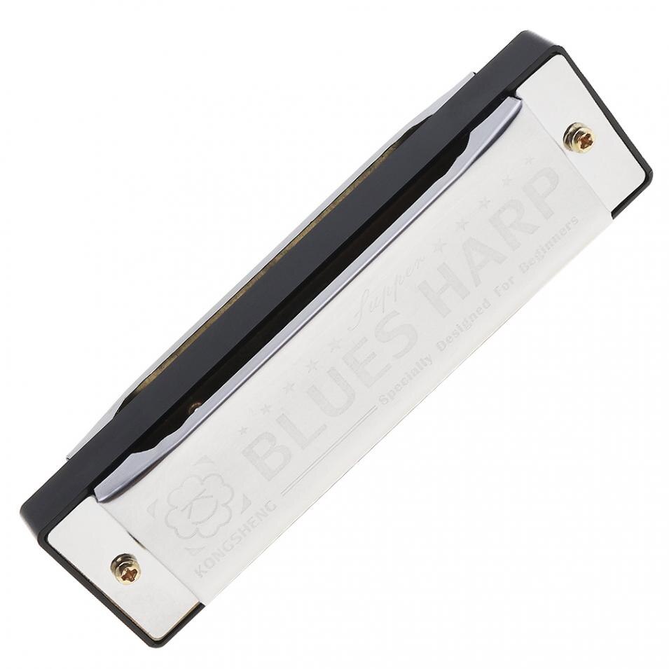 Rostfritt stål 10 hål munspel c nyckel diatonisk blues mun orgel musikinstrument för barn