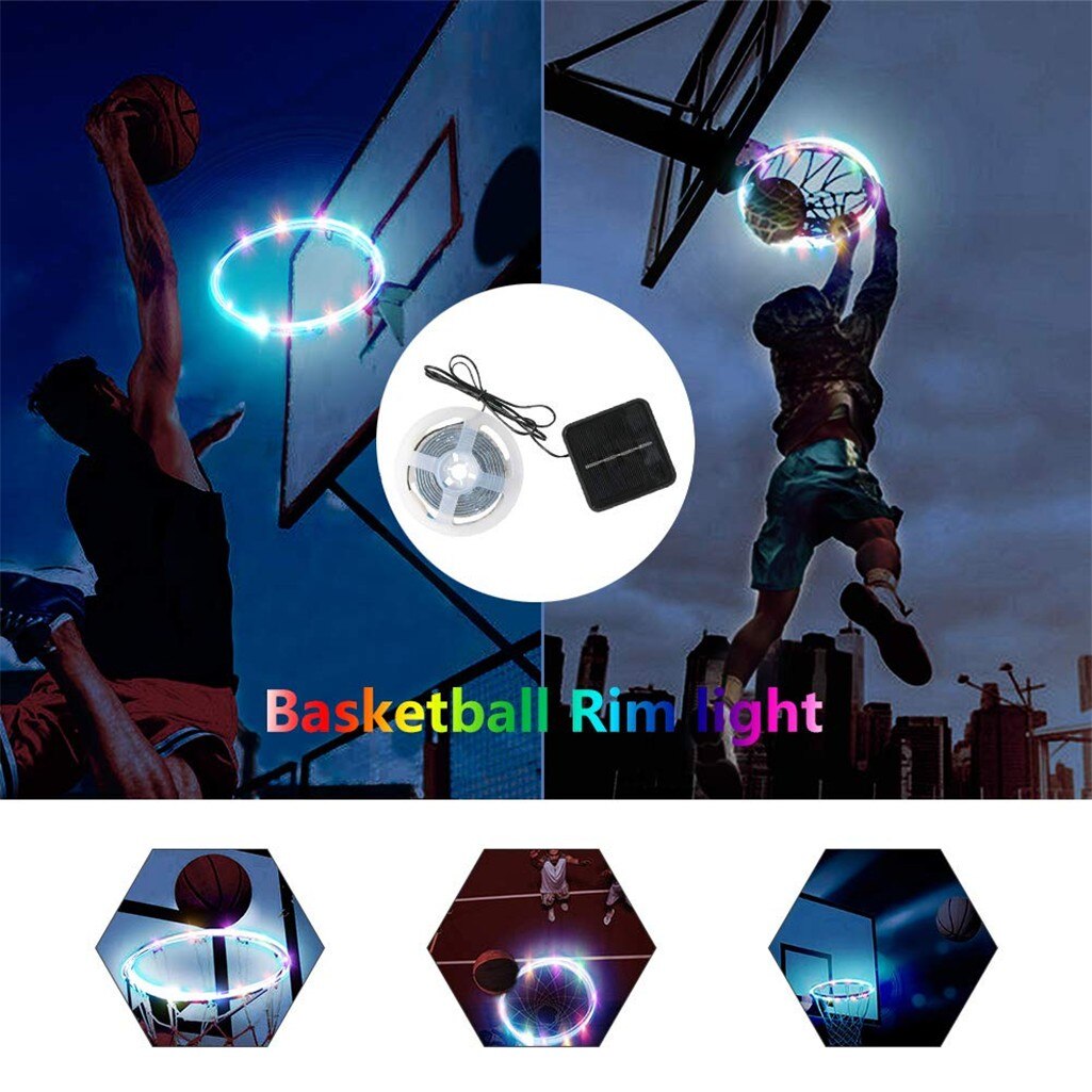 LED Basketball Lights Basketball Rim LED Solar Light Light Swish Ideal for Kids Adults Parties and Training Color Shot Sensing