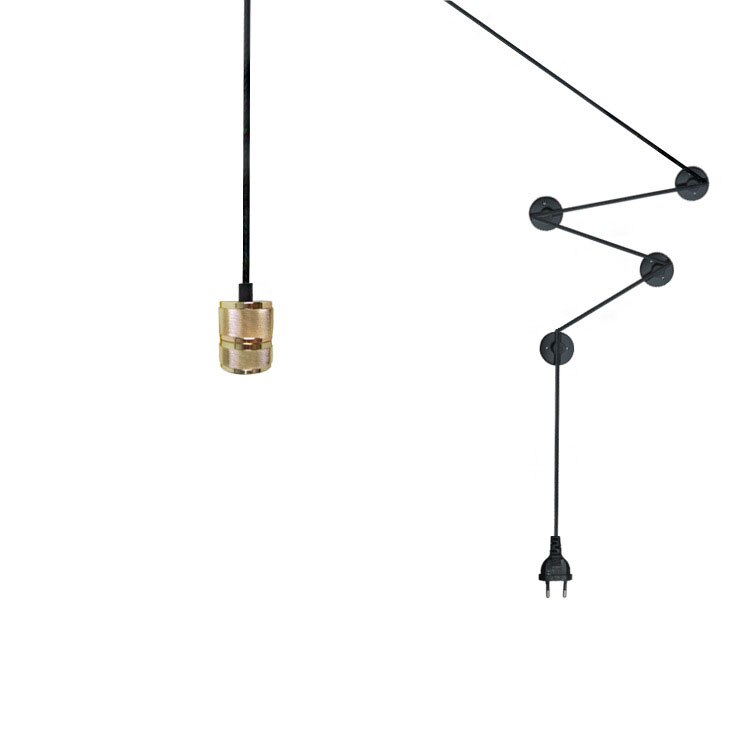 DIY Wall Light E27 Screw Wall Suspension Lamp Holder with Plug Wiring-free Line Wall Lamp Industrial Decor: Default Title