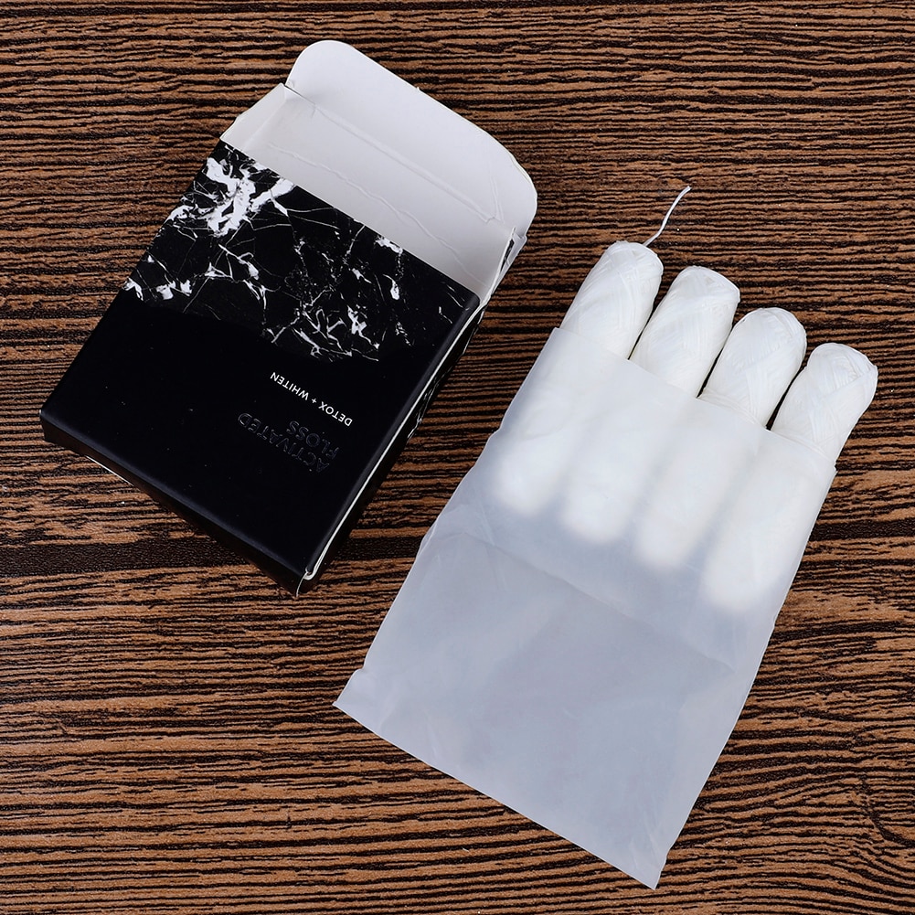Biodegradable Dental Floss Bamboo Charcoal Floss 4 Rolls 120m Natural Silk Spool Eco-Friendly Zero Waste Oral Care