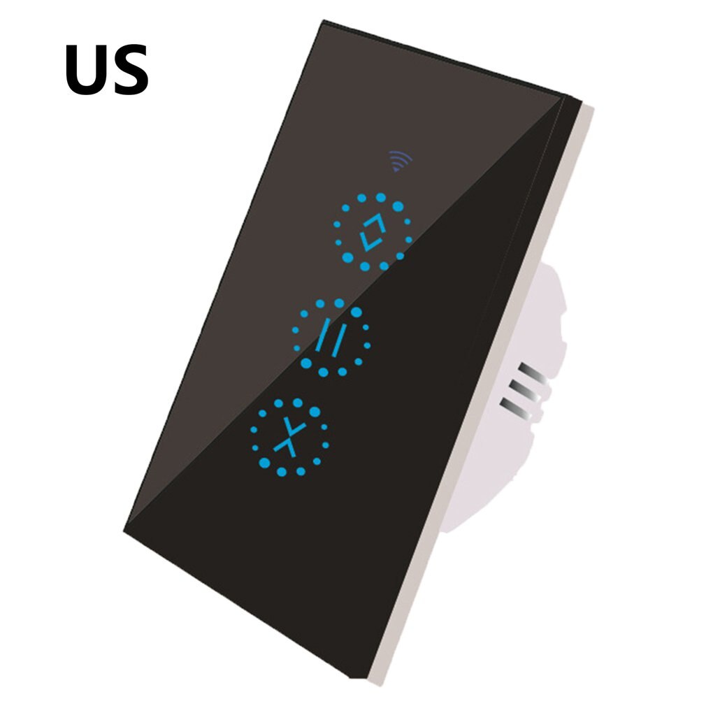Wifi Intelligent Curtain Switch Alexa Voice Controller Remote Wall Control Switch Touch Switch Button: black