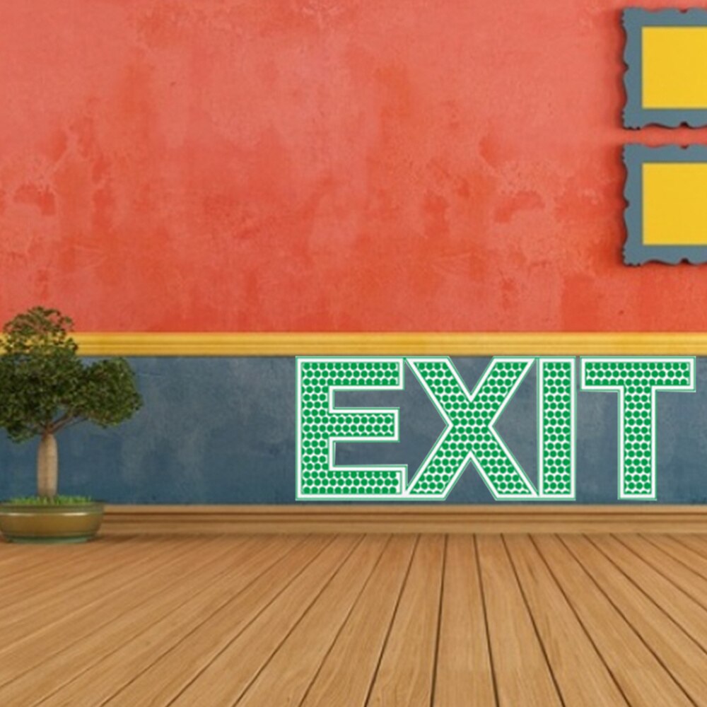 Exit Sign Noctilucence Lichtgevende Muursticker Sticker Emergency Deur Gate Veiligheid Teken (6.5X19Cm)
