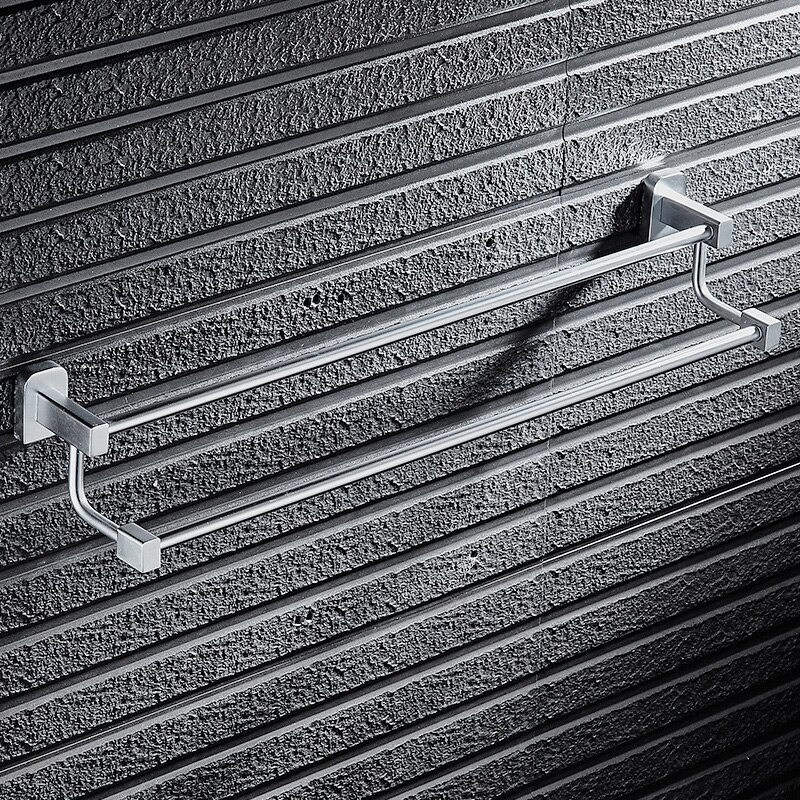Porte-serviettes Double en aluminium | Porte-serviettes de toilette, porte-serviettes mural, accessoires de salle de bain, porte-serviettes, étagère de rangement