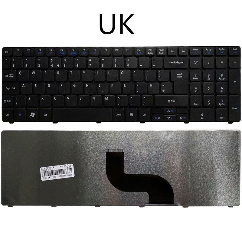 En/sp/fr/US/UK/it/PO keyboard for Acer Aspire 7250 7552 7552G 7750 7750G 7751 7751G 5542n 5542W 7735z 5733 5733z 5739 5739G: UK