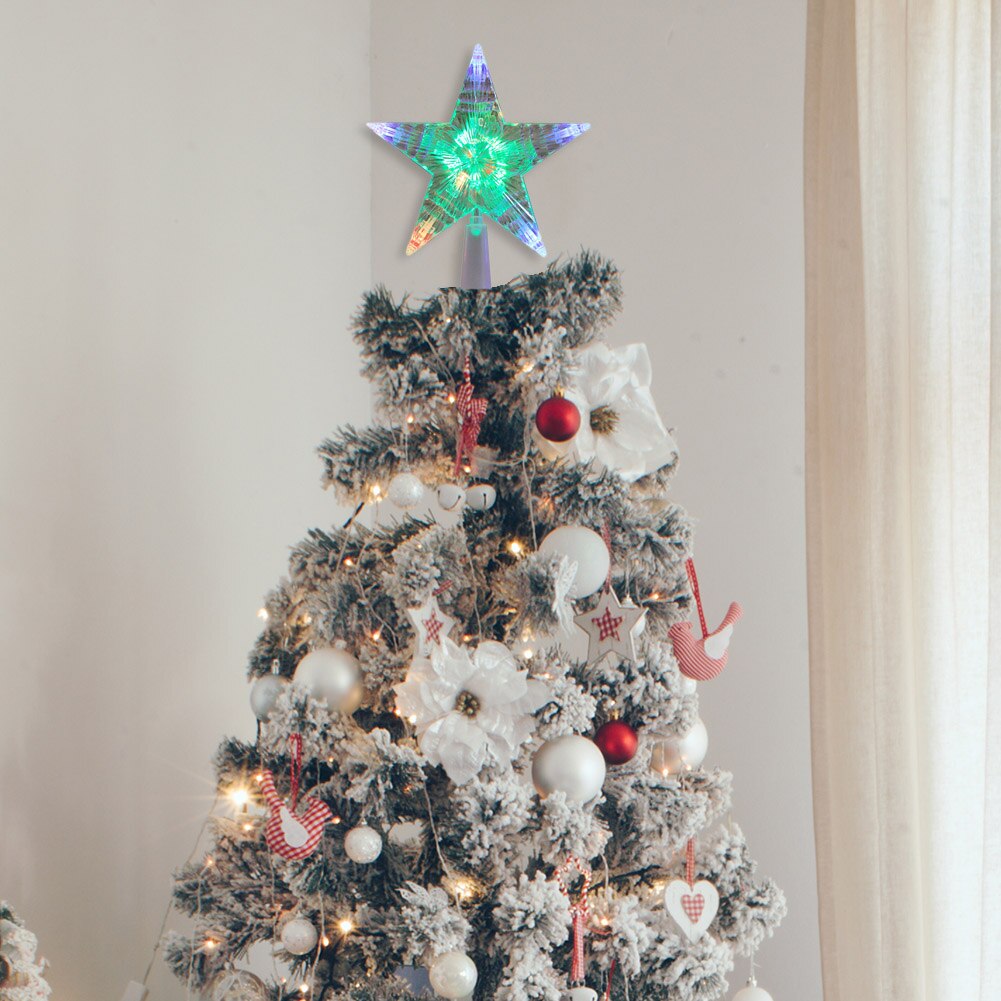 Christmas Tree Topper LED Treetop Flashing Mode Star Light Battery Operated Christmas Tree Topper for Christmas Party