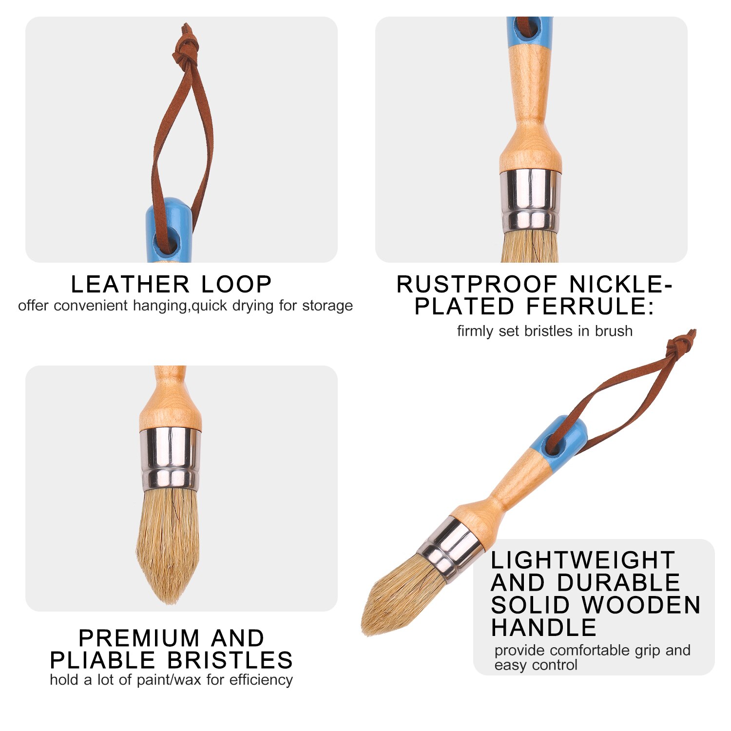 Penselen Set Huishoudelijke Verf Borstels Omvat Ronde/Puntige/Platte Borstel Met Ergonomische Handvat Schilderen En Waxen Tool