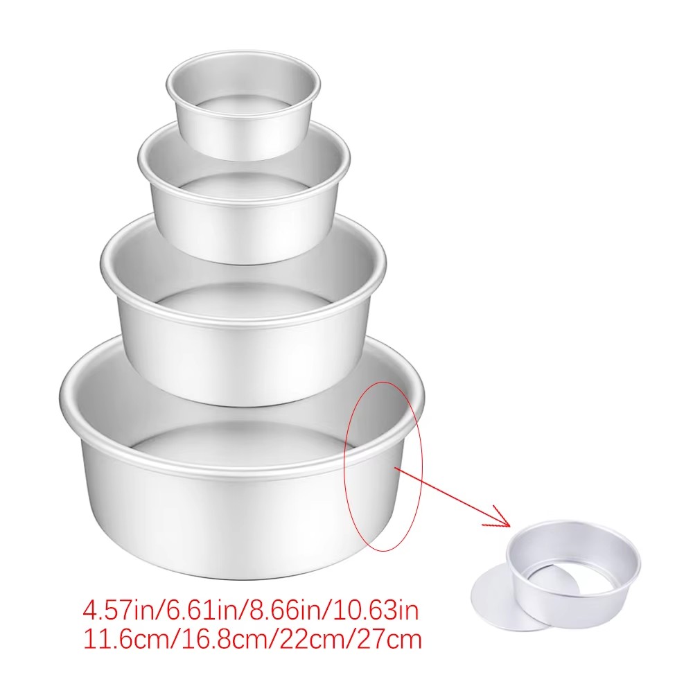 Molde de pastel redondo escalonado de 4/6/8/10/12 pulgadas, juego de moldes para pasteles de aleación de aluminio con fondo extraíble, molde antiadherente para hornear, herramientas de cocina: Beige