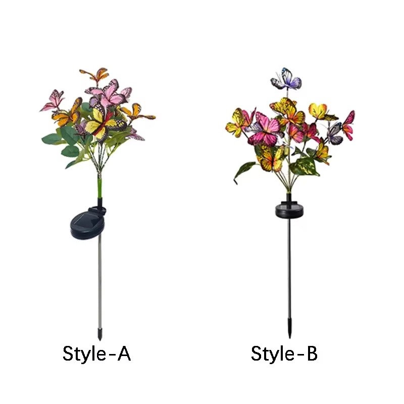 Lámpara LED Solar para césped para exteriores, luces artificiales de mariposa y girasol para jardín, decoración de ambiente para de boda y acampada