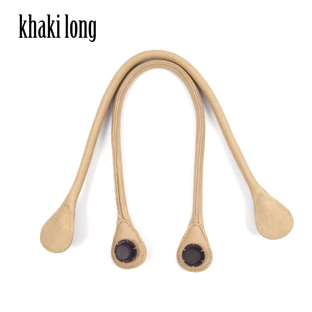 Tanqu lange korte ronde effenkleurige canvas stoffen handgreep voor obag classic mini o bag dames #39: Kaki lang