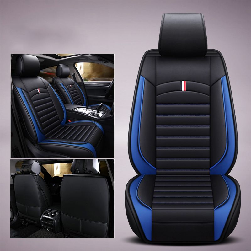 Auto Stoelhoezen Pu Lederen Zetel Protector Auto Stoelhoezen Universele Fits Meest Cars Covers Auto Accessoires: Black Blue