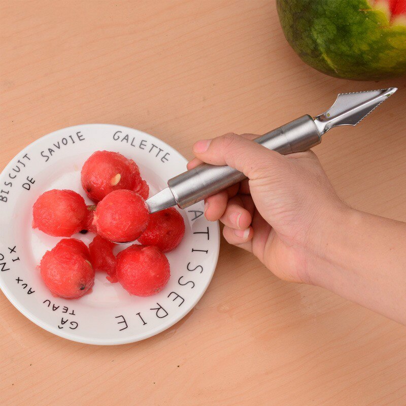 Fruit Cutting Tool Fruit Slicer Kitchen Carving knife Stainless steel fruit Double-headed watermelon pulp spoon Kitchen gadgets