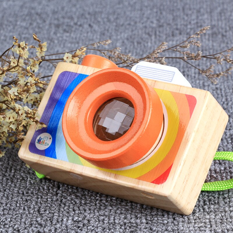 Baby Wooden Camera Kaleidoscope Toys Classic Cartoon Magic World Multi-prism Variety Bee Eye Effect Children Fun Toys