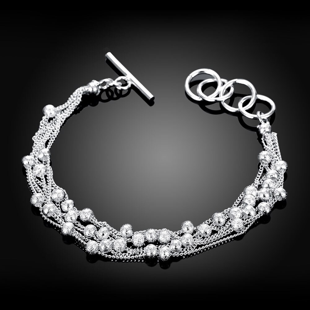 Perler kæde sølv farve armbånd til kvinder dame bryllup smykker jul nice  h030