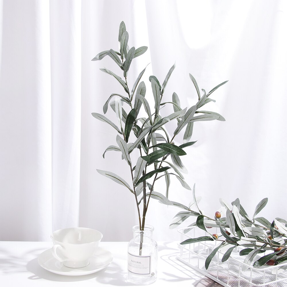 1pc 70cm folha de simulação de ramos de oliveira artificial com fruto de oliveira verde planta casa casamento ramo grinaldas decoração suprimentos