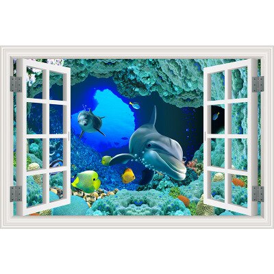 Nature Landscape Flowers 3D Window Art Wall Decal Waterproof Removable Wallpaper Scenery Mural Sticker Home Decor Poster: ZN19