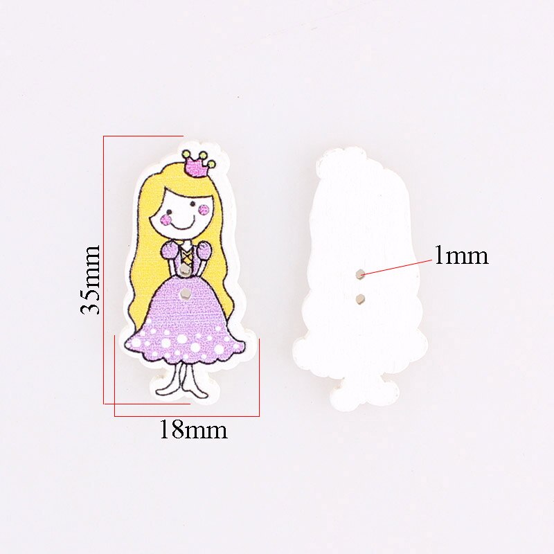 Pretty Girl 2 Gat Houten Gemengde Knoppen Kerst Diy Decor Kind Kleren Naaien Knoppen Ambachten Scrapbooking Accessoires E