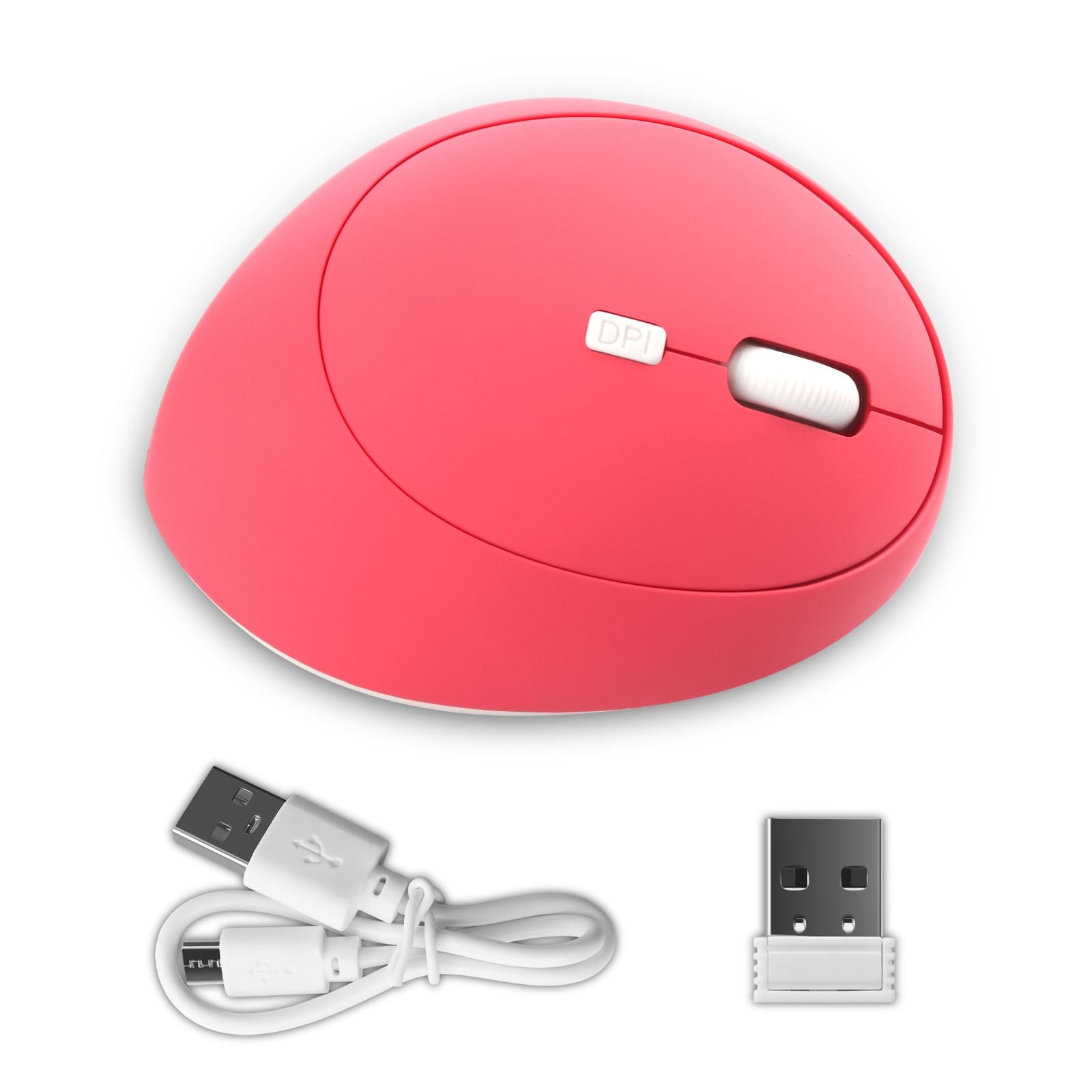 2.4G Draadloze Oplaadbare Gaming Muis 1600Dpi Ergonomische Verticale Muis Usb Pols Gezonde Mause Gamer 4D Roze Muizen Voor laptop: Pink