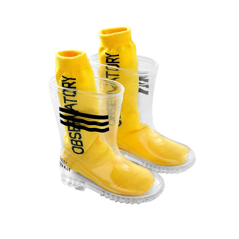 Jungen Mädchen Wasser Schuhe Kinder nicht-Unterhose wasserdicht Schuhe setzen tragen-beständig Fuß Startseite transparent dick Regen Stiefel Gingham