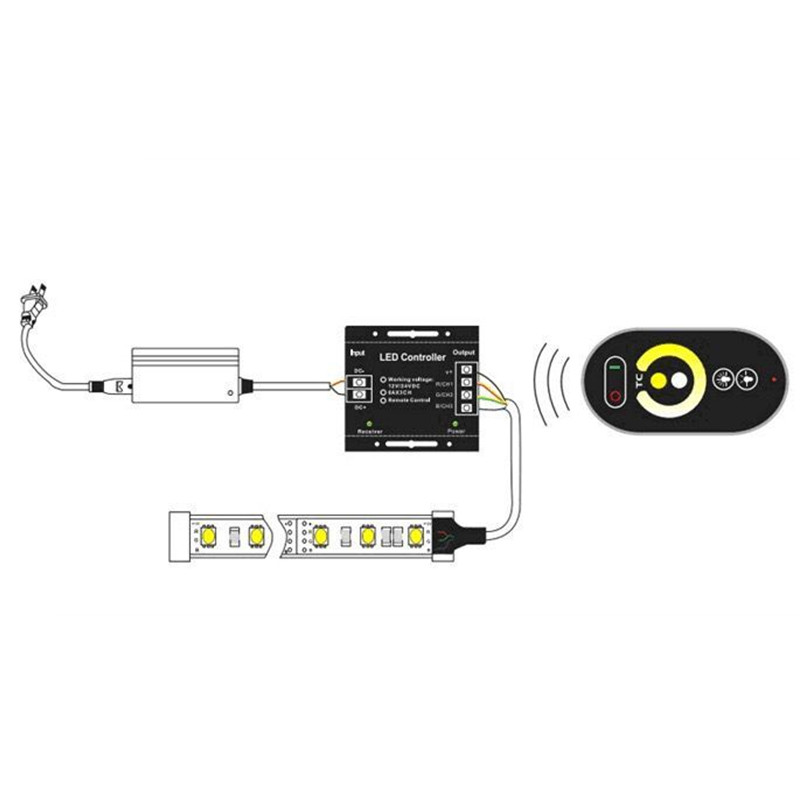RF Touch Remote Control CT Controller DC12-24V Dual Color Temperature Remote Control LED Controller 2 Channels Wireless