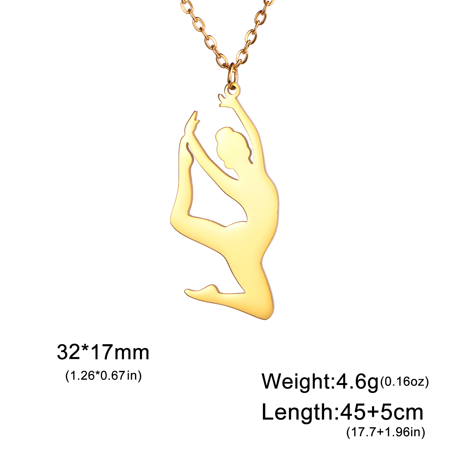 Teamer Gymnastics Necklace for Women Girls Sports Pendant Stainless Steel Jewelry Dancer Gymnast Birthday: Plating Gun