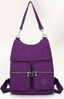 Jinqiaoer Kleur Vrouwelijke Tas Waterdichte Nylon Tas Vrolijk Grote Capaciteit Rugzak Beknopte Sfeer Rugzakken Boodschappentas: purple