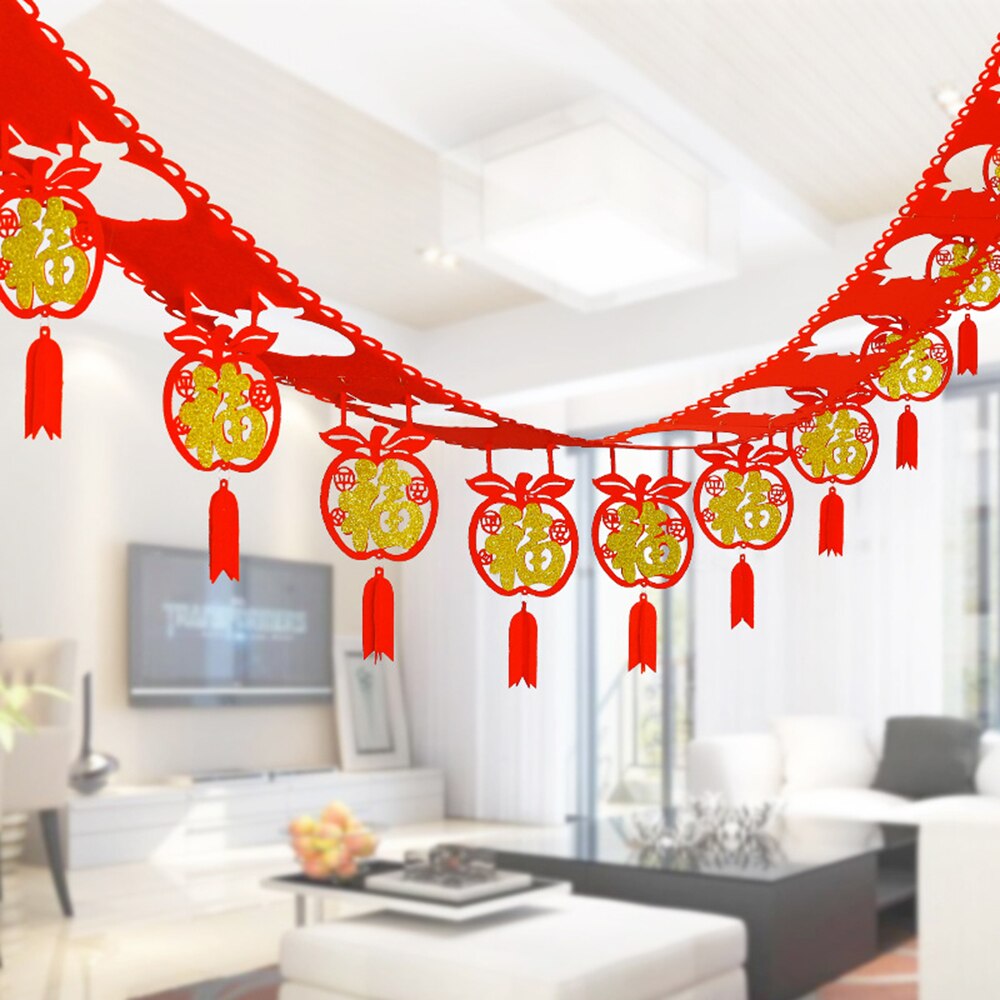 1Pc Jaar Chinese Stijl Streamer Banners Niet-geweven Hanger Gelukkig En Feestelijke Lente Festival Home Decoraties: pattern 7