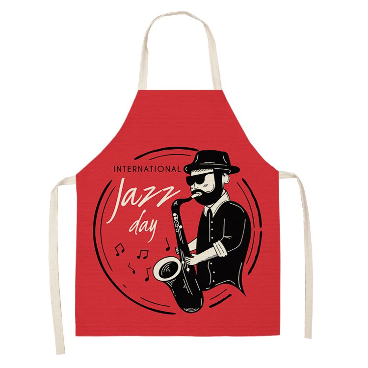Music Note Kitchen Sleeveless Aprons For Women Cotton Linen Bibs Household Cleaning Pinafore Home Cooking Apron 53*65cm WQL0195: 2WQ-WQL0195-8