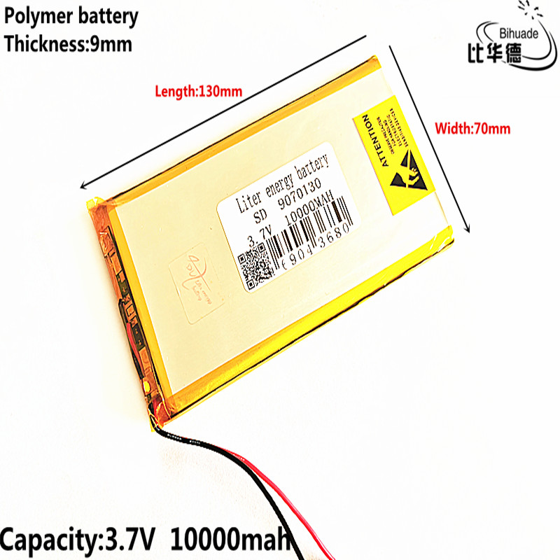 Polymer batterij 10000 mah 3.7 V 9070130 smart home MP3 luidsprekers Li-Ion batterij voor dvr, GPS, mp3, mp4, mobiele telefoon, spreken