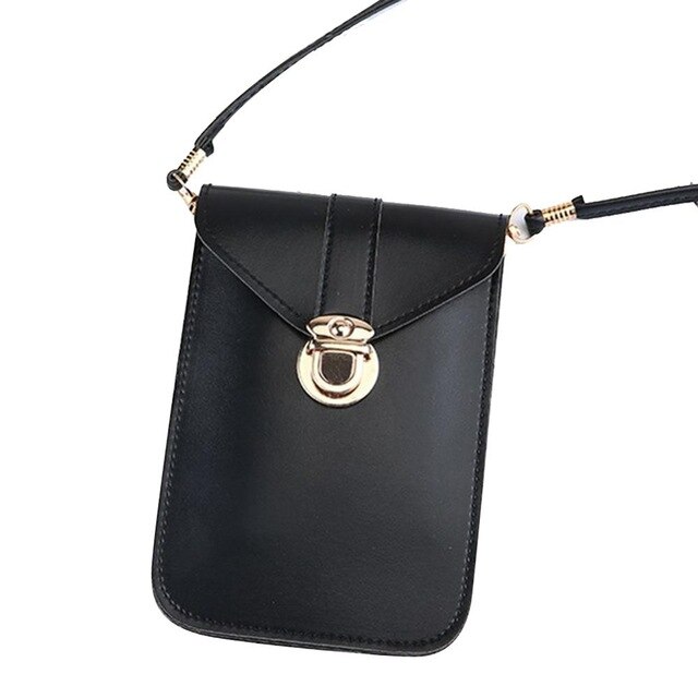 touchable PU Leather Change Bag Wallet Touches Screen Mobile Phone Women bag: Black
