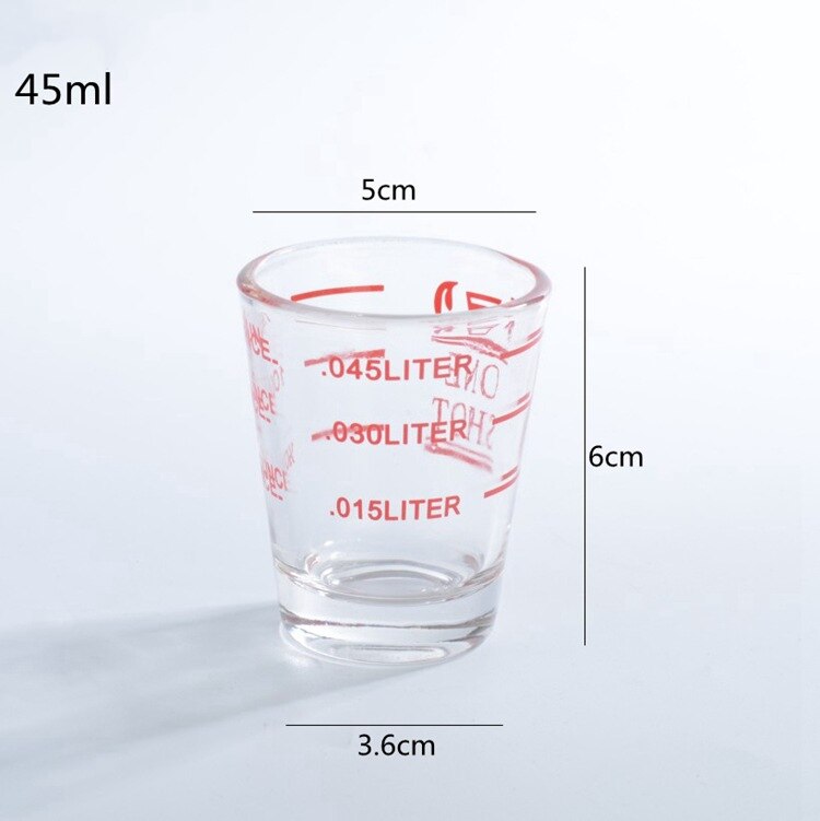 Mini Espresso Koffie Onskop Verdikte Geconcentreerd Geroosterde Kalibratie Dubbele Meet Glas Schaal Mok Tool Levert 30Ml/45ml: Red 45ml