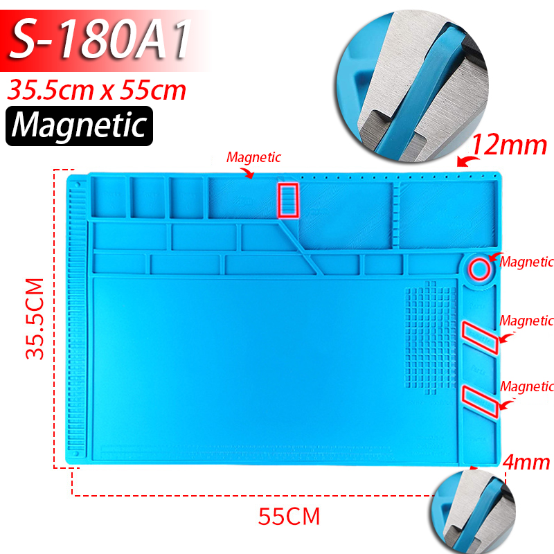 Lötstation Matte Silikon Arbeitsmatte Hitzebeständig 932 ° F Antistatische Magnetmatte für die Reparatur elektronischer Telefon-Laptop-Uhren: Beige