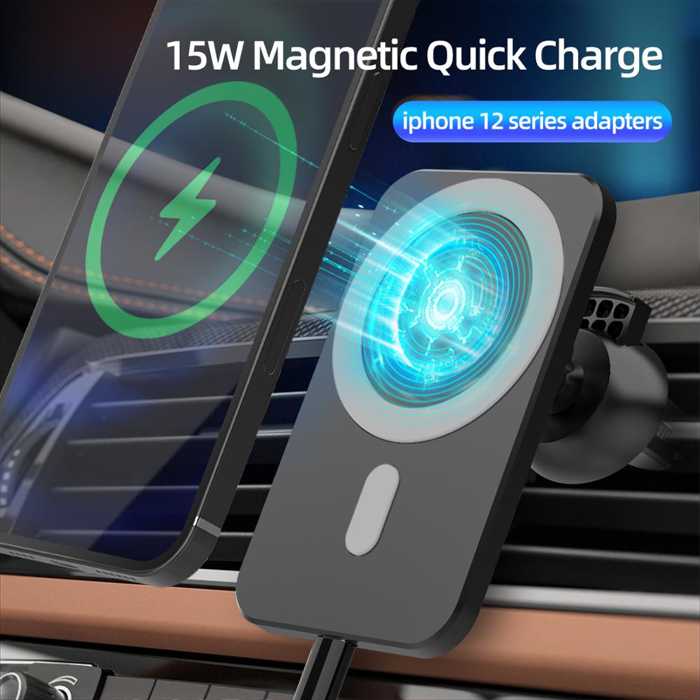 15W Auto Qi Draadloze Oplader Mount Voor Iphone 12 Mini 12Pro Houder Gemonteerd Qi Standaard Magnetische Draadloze Auto Air vent Lader